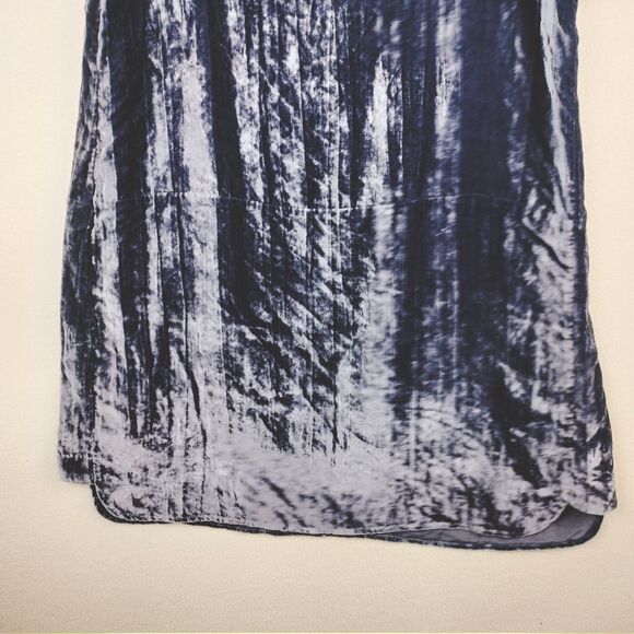 Floreat Anthropologie Dress Medium Blue Crushed Velvet Whimsigoth Dark Romance - Picture 13 of 15